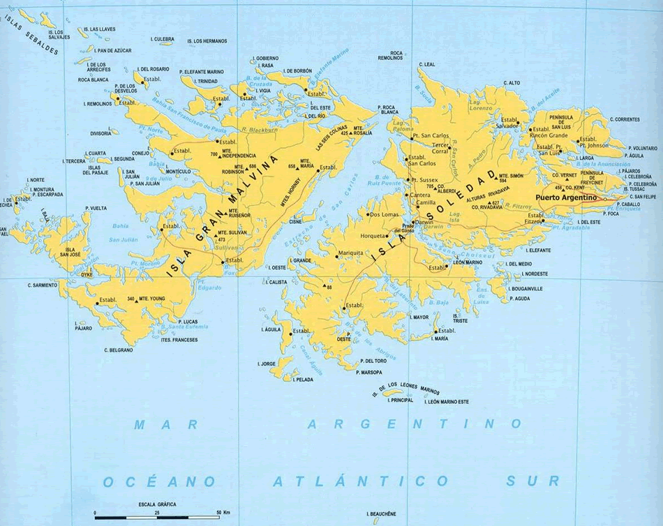 Falkland Islands Map Argentina